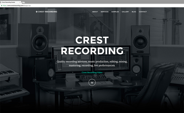 Crest Recording Studio web page screenshot